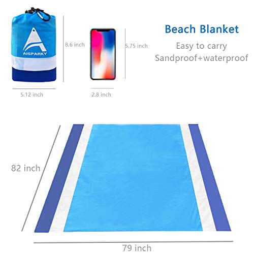 AISPARKY Beach Blanket Oversized 82" X79"/120"x108" Sand Proof Beach