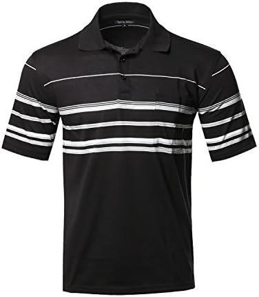 Style by William Basic Everyday Stripe Pocket Polo T-Shirt Black L