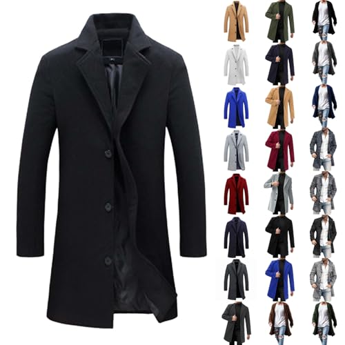 Generisch Trench Coat Men Winter Mens Parka Coat Warm Parka Jacket Winter Jackets For Mens with Pockets Windbreaker Trench Jacket Thermal Jackets For Men Uk Cotton Longline Outerwear