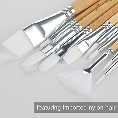 HIBOO Paintbrush Set-10 Art Nylon Hair Artist Painting Brush for Acrylic Watercolor and Gouache Painting