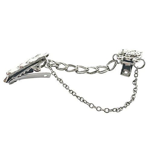 Sweater Clip Cardigan Clip Collar Clip Women Tone Filigree With Double Chain - Thumbnail 2