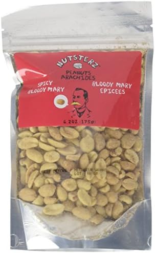 Spicy Peanuts from Nutsterz, Bloody Mary Peanuts with Real Worcestershire Sauce - Hot and Spicy Peanuts with Big Flavor, Gourmet Peanuts (2 Pack of 6.24 Ounce Bags )