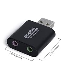 Enchufable USB adaptador de audio con 3.5 mm Altavoz Clavijas para audífonos y micrófono (aluminio negro; chip C-Media HS 100B; integrado compatible con Windows, Mac y Linux)