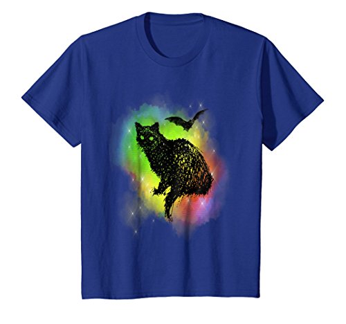 Black Cat Halloween T-Shirt Bat and Colored Fog