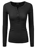 JJ Perfection Women's Long Sleeve Henley Thermal Top