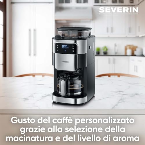 KA 4813 - Macchina da caffè con filtro in acciaio INOX, macinazione fine e grado di macinazione selezionabile, 1000 W, fino a 10 tazze/ca. 1,25 l