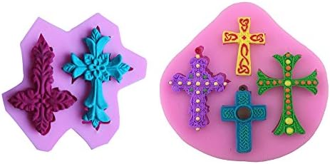 2 PCS Silicone Cupcake Mold Cross Cake Mold Ice Cube Candy Chocolate Cookie Dessert Baking Mold Fondant Bread Decorating Moulds