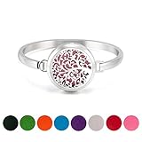 Essential Oil Diffuser Bracelet - 30mm Stainless Steel Aromatherapy Locket Bangle Bracelets Diffuser Jewelry for Women Girls, Free 8 Color Felt Pad, Tree of Life