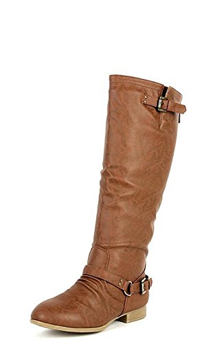 Top Moda Women's COCO 1 Knee High Riding Boot, Premium Tan Pu 10