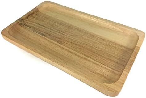 Food Tray Wooden Round Shape Utensil Natural Rubber Restaurant Handcraft Serving 6 x 10 Inch