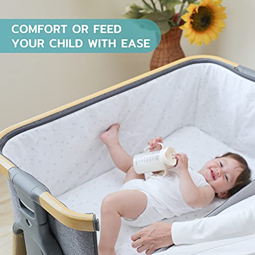AMKE Bedside Sleeper for Baby,35s Quick Assemble Crib with Storage Basket,Portable for