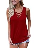 FARYSAYS Women's Summer Sleeveless V Neck Lace Up Criss Cross Cami Tank Tops