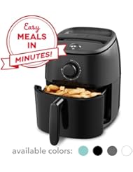 Dash DCAF200GBBK02 Tasti Crisp Electric Air Fryer + Oven Cooker with Temperature Control, Non Stick Fry Basket, Recipe Guide + Auto Shut Off Feature, 2.6Qt, Black