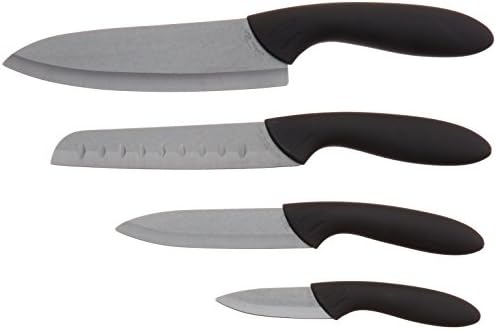Stone River 4-Piece Chef/Santoku/Utlity/Parer with Black Ceramic Blade