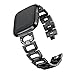 bayite For Fitbit Versa Bands for Women, Replacement Stainless Steel Bracelets Adjustable Bling Band for Fitbit Versa Smartwatch Black with Rhinestones