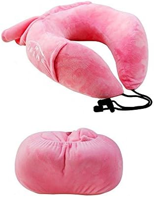LIMAM U Shaped Pillow Memory Foam Travel Neck Pillow Including Inner Cover Best for Camping Studying Traveling Driving Nap And Working(Sakura Pink)