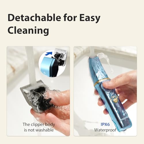 FuzzyFix 3 in 1 Dog Grooming Kit, Professional Dog Nail Clippers for Thick Hair Cordless Pet Grooming Kit with Waterproof Paw Trimmer, Full Body, Blue