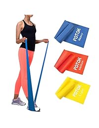 Potok Resistance Band Set, 3Pack Latex Elastic Bands for Upper & Lower Body & Core Exercise, Physical Therapy, Lower Pilates, at-Home Workouts, and Rehab, Yellow & Red & Blue