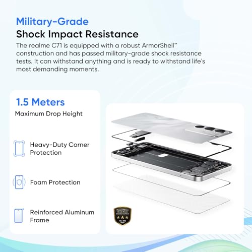 realme C71 Telefono Cellulare Sbloccato Display 120Hz, 8GB RAM 256GB ROM Smartphone con Batteria 6000mAh e Ricarica Rapida 45W, Cellulari Android Dual SIM con Impronta Digitale Laterale, NFC, Bianco