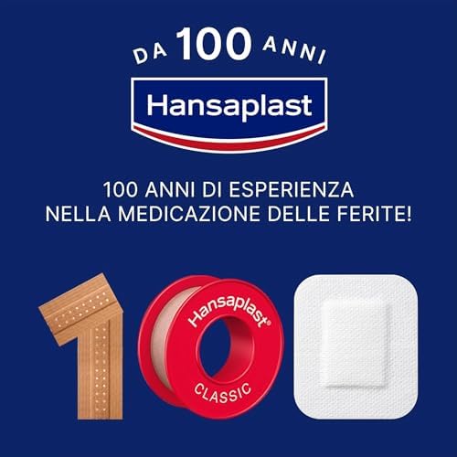 Hansaplast CLASSIC Cerotto su Rocchetto, Cerotto rotolo per il fissaggio di bende e compresse, Per medicazione in tessuto, 1 Confezione da 5m x 2.5 cm
