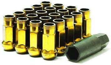 MUTEKI32905Z SR48 Extended Racing Lug Nuts M12x1.25mm Chrome Yellow 20pcs