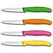Victorinox Swiss Stainless Steel Paring Knife 3.25 Inch Straight Edge, Spear Point (Set of 4) Green, Orange, Pink and Yellow