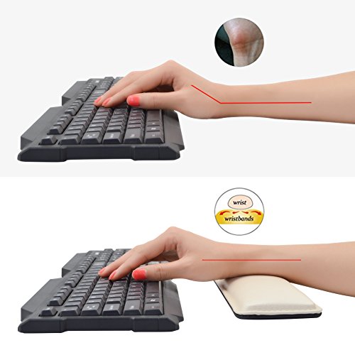 Keyboard Wrist Rest Support Set for Office,Home,Computer,Laptop,Ipad & Mac - Ergonomic Comfortable Pads for Easy Typing & Pain Relief Applicable to 87 Keys(Black,White,Silver,Gold) (Gold)