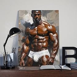 HMLZSJ Nude Muscle Male Torso Portrait Art Gay