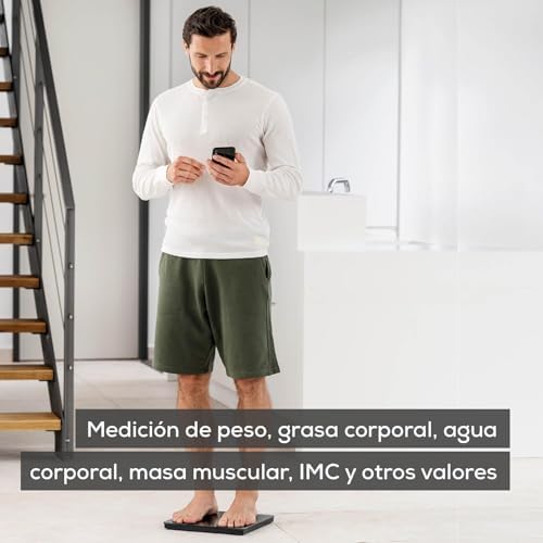 BF 500 báscula de baño digital con Bluetooth y aplicación, con medición de grasa corporal, porcentaje muscular, necesidad calórica, etc. transferencia de datos a Apple Health y otros