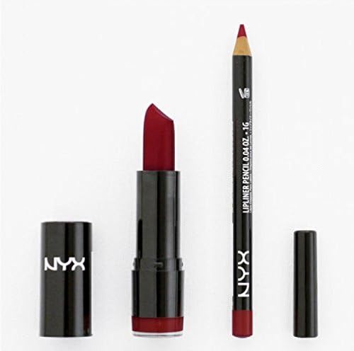 2 NYX Round Lipstick 569 Snow White + Slim Lip Liner 844 Deep Red Set by Gunner