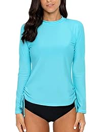 Alove de la dama de manga larga Rash Guard Upf 50 + Swim camisa UV Athletic Tops