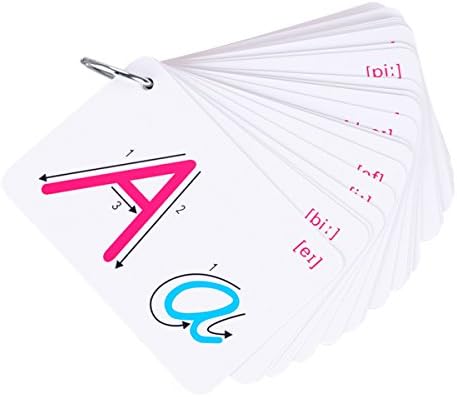 New Sky Enterprises 26 ABC Alphabet English Learning Pocket Flash Card With Removable Organizer Buckle Handwritten Montessori Early Development Learning Educational Material Toy