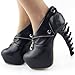 SHOW STORY Black/White Zip High-top Bone High Heel Platform Ankle Boots,LF40605