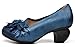 CUNZHAI Handmade Women's Spring/Summer Mid Chunky Heel Round Toe Genuine Leather Dress Pumps Shoes