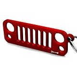 Key Chain for Your Jeep Wrangler - JK JKU JL Grille Laser-Cut 304 Stainless Steel Keychain - Will Never Rust, Bend or Break! for Jeep Wrangler Accessories Enthusiasts (Red)