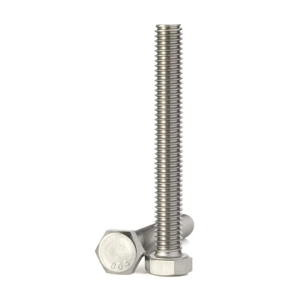 3/8-16 x 2-3/4" (1/2" to 6" Available) Hex Head Screw Bolt, Fully Threaded, Stainless Steel 18-8, Plain Finish, Quantity 5