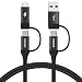 USB C Charging Cable, Lecone Micro USB Data Transfer 4 in 1 Multi Cable 1m/ 3.3FT Nylon Braided Cord Charger Adapter with USB C x2/Micro USB/USB Ports for Android and Type C Devices [Black]