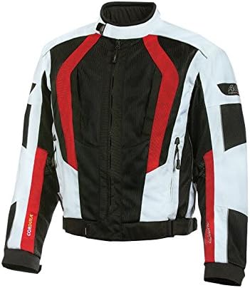 Olympia Moto Sports MJ410 Men's Airglide 5 Mesh Tech Jacket (Ivory/Black/Red, XX-Large)