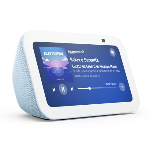 Echo Show 5 (Ultimo modello) | Schermo touch intelligente e compatto: controllo della Casa Intelligente e molto altro | Azzurro, con Accesso Anticipato ad Alexa+