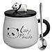 Doublewhale Funny Coffee Mug, Cute Ceramic Panda Mugs, Lovely Animal Tea Cups with 3D Panda Lid and Spoon, Best Gifts for Dad, Mom, Kids,Family, Brothers and Friends, 14 Ounces