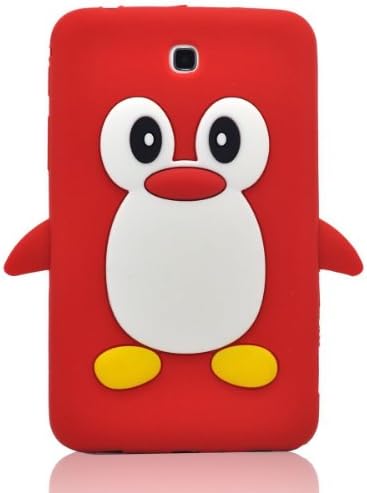DE Cute 3D Cartoon Animal Series Samsung Galaxy Tab 3 7.0 inch P3200 Case New Red Funky Penguin Shape Style Silicone Case Protective Cover for Samsung Galaxy Tab 3 7 P3200