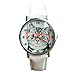 Wensltd Unisex Scholar Cat Pattern Leather Band Analog Quartz Dial Wrist Watch (B)
