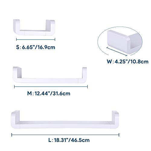 LAIGOO Adhesive Floating Shelves NonDrilling, Set of 3, Display
