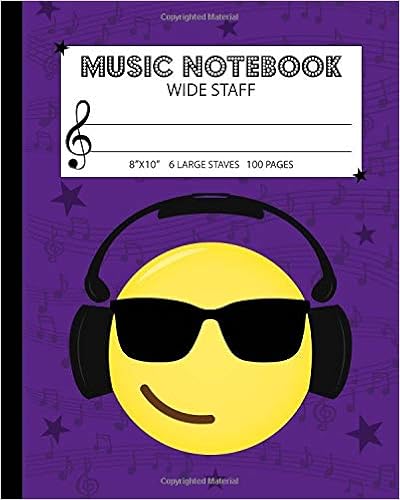 Music Notebook: Wide Staff Manuscript Paper Notebook For Kids - 6 Large Staves Per Page (8