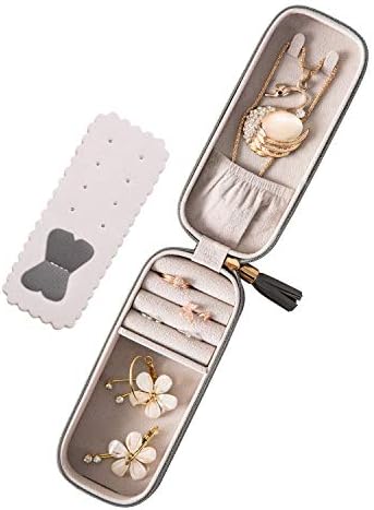 小さな宝石箱トラベルジュエリーボックスポータブルジュエリーボックスminiジュエリーボックスジュエリーストレージボックスレザージュエリーボックス グレー