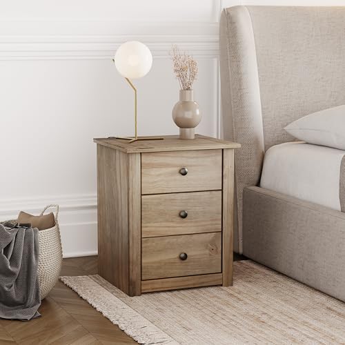 Vida Designs Bedside Table Solid Pine 3 Drawer Chest Bedroom Furniture Waxed
