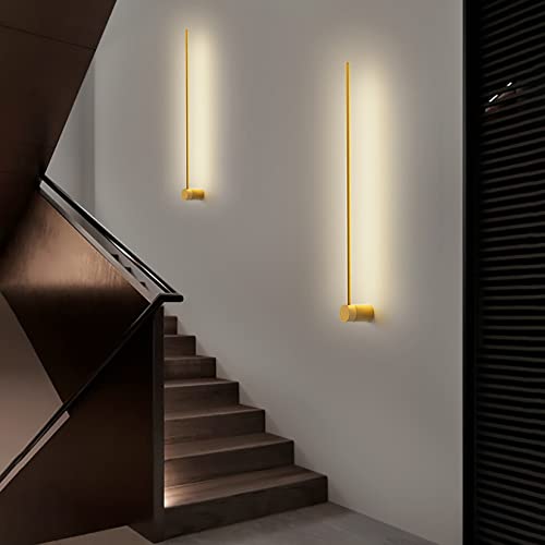 Sunsign iluminación for Pared de tira larga de luz de pared lineal LED moderna, Diseño creativo giratorio Fondo de la sala de estar Dormitorio Cabecera de cama lámpara de pared interior (60CM-Gold)