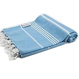 Essential Turkish Towel Peshtemal in 100% Cotton for Beach Bath Swimming Pool Yoga Pilates Picnic Blanket Scarf Wrap Hammam Fouta Turkish Bath Towels Beach Towel (Turquoise)