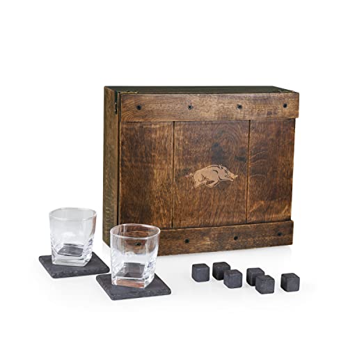 PICNIC TIME NCAA Arkansas Razorbacks Whiskey Box Gift Set, Whiskey Glasses Set…