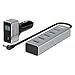 Unitek Quick Charge 2.0 Car Charger + 5-Port USB Hub, 60W USB Aluminum Smart Car Charger (1-Port QC2.0 + 4-Port 2.4A), With LED Display Voltage Meter and USB Extension Hub